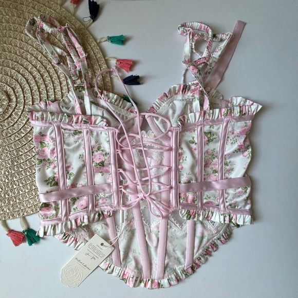 For Love & Lemons Naima Bustier White Floral Small-DD NEW - Picture 9 of 10